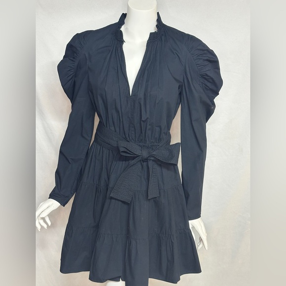 Ulla Johnson Size 8 Puffy Sleeve Tie Elegant Black Women's Dress - Picture 8 of 14